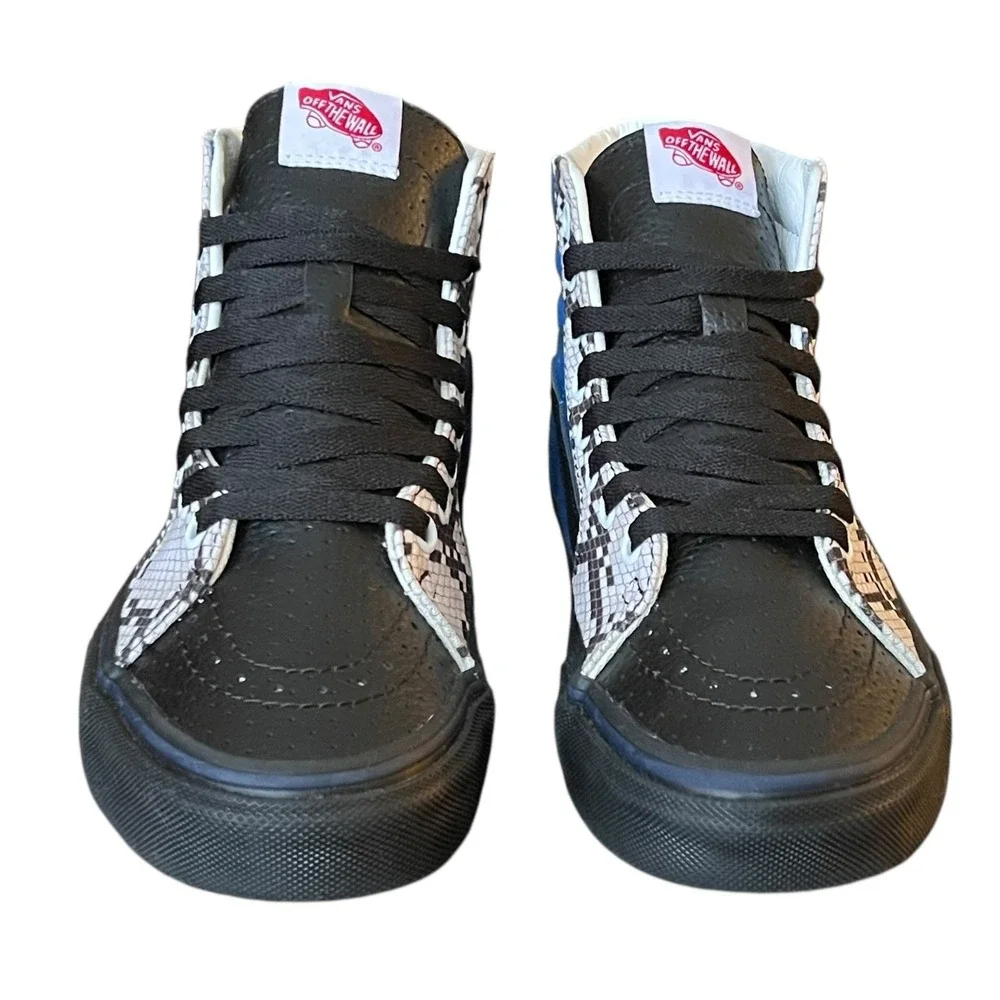 Vans Sk8 Hi High Top Snake Print Blue Black Leather Sneakers Mens 6.5 Womens 8‎